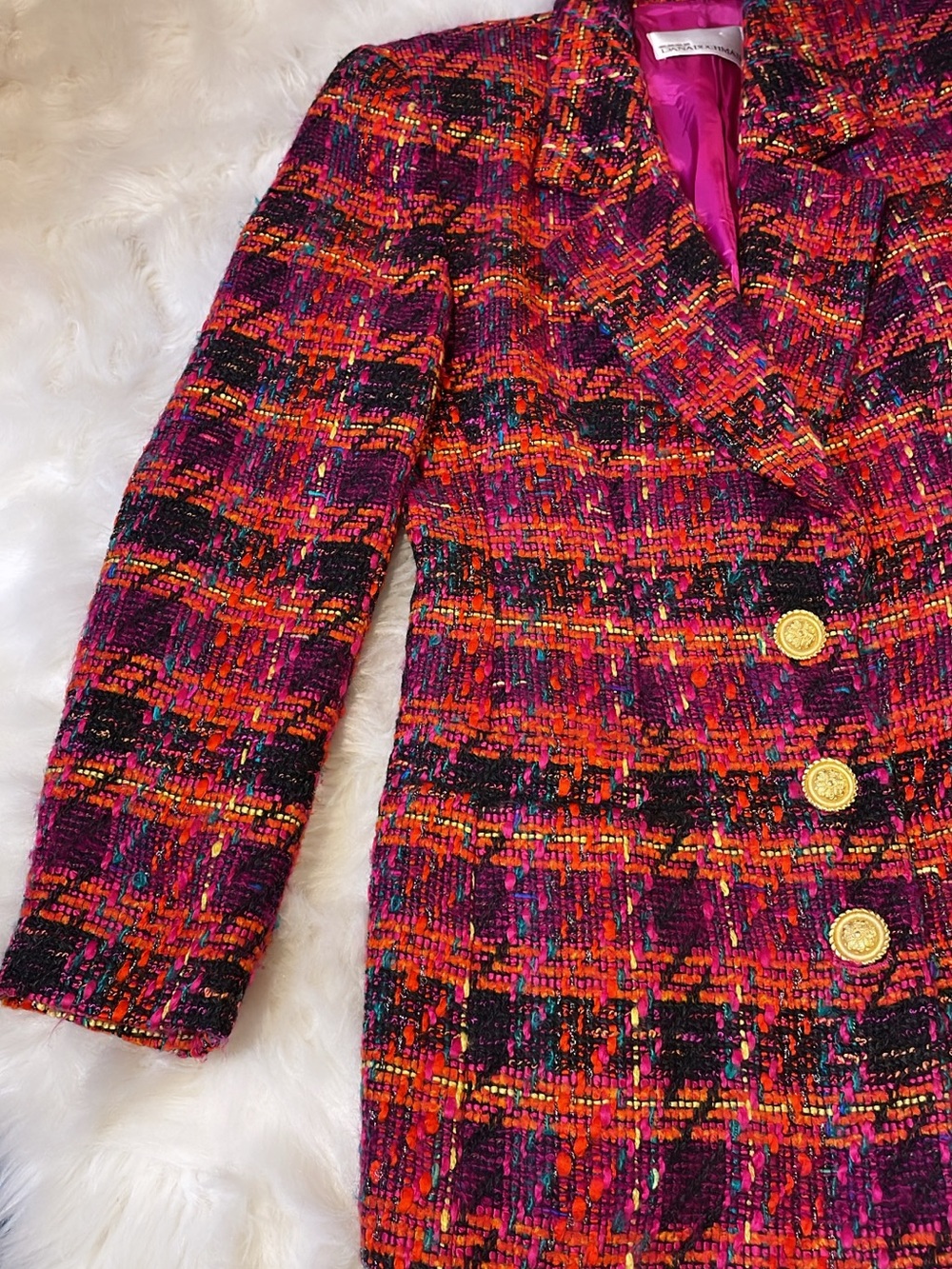 Dana Buchman Multicolor Tweed Blazer in Pink & Orange - Picture 2 of 6